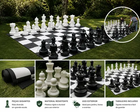 Jogo de Xadrez/Damas Gigante — aluguer para eventos em Portugal
